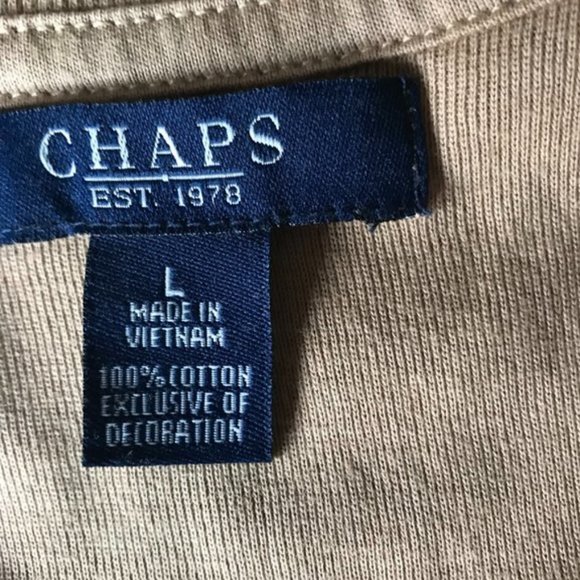 “Chaps” zip neck, mock turtleneck top, L - Picture 5 of 9